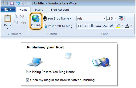 Cara mempublikasikan posting WordPress di Windows Live Writer 