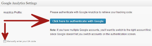 Google Analytics untuk Plugin WordPress Mengautentikasi dengan Google atau Masukkan kode UA secara manual 
