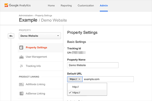 Mengubah URL default di Google Analytics 