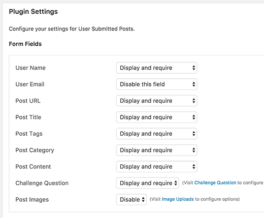 Плагин пользователи. Users settings. User submitted Posts.