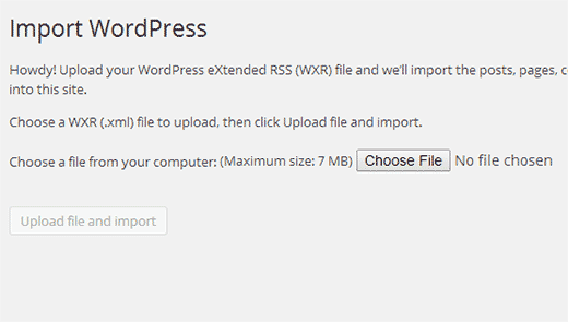 Uploaddate file ekspor WordPress yang anda download tadi 