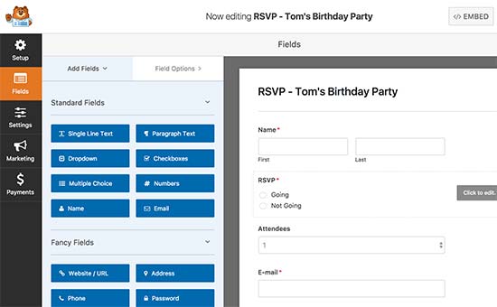 Membuat form RSVP dengan WPForms 