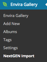 Menu Import NextGEN di bawah Envira Gallery 