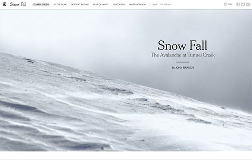 Musim Gugur Salju oleh New York Times adalah yang pertama dari cerita semacam ini di web 