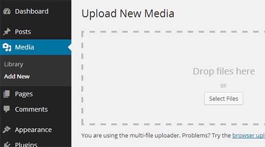 Upload ikon media sosial ke Perpustakaan Media WordPress 