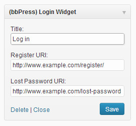 bbPress log in setting widget 