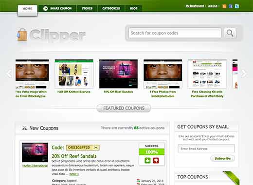 Clipper coupons theme untuk WordPress 