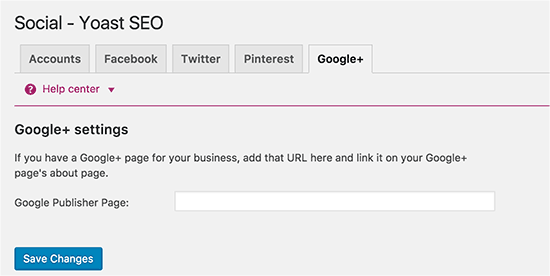 Yoast WordPress SEO - Pengaturan Google Plus 