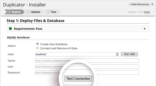 Uji koneksi database Anda 