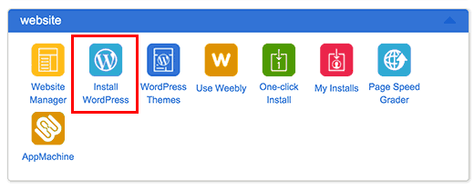 Pasang ikon WordPress di dasbor cPanel Bluehost 