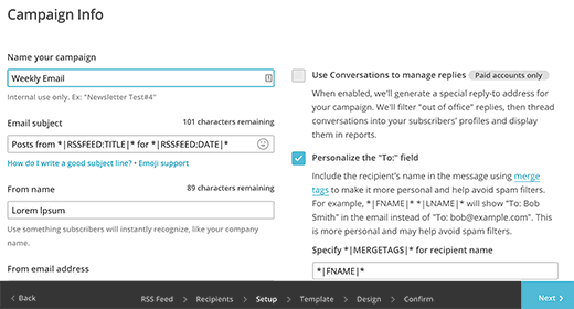 Mengubah RSS ke email info kampanye 