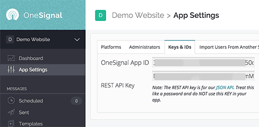 ID Aplikasi dan Kunci API Istirahat 