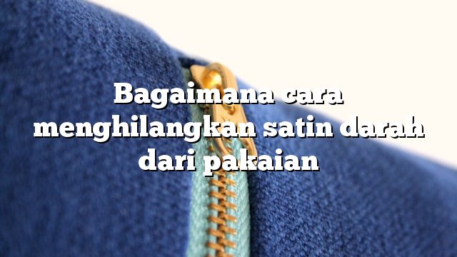 Bagaimana cara menghilangkan satin darah dari pakaian